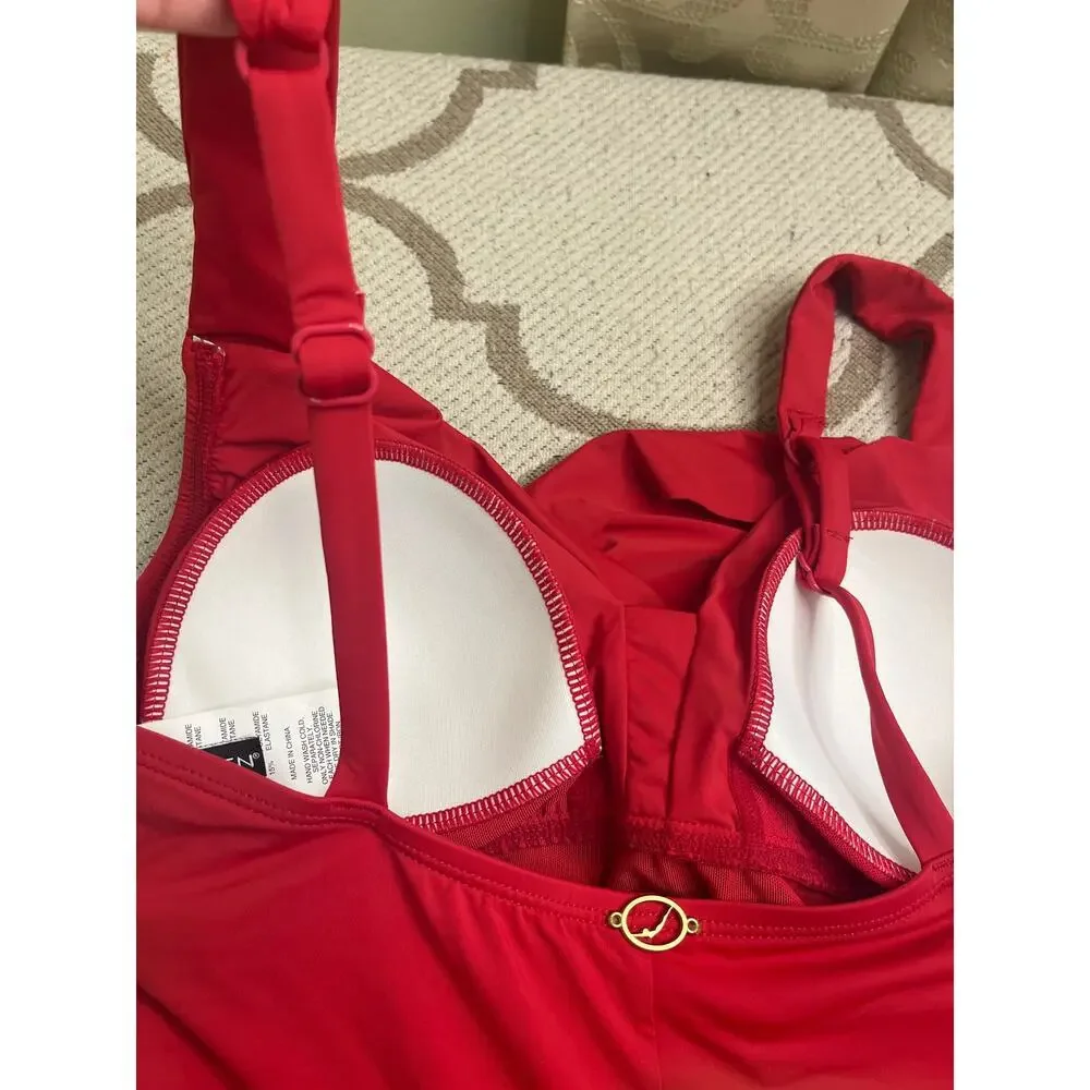 Jantzen Red Surplice One Piece Tummy control swimsuit, size 10, MSRP $95